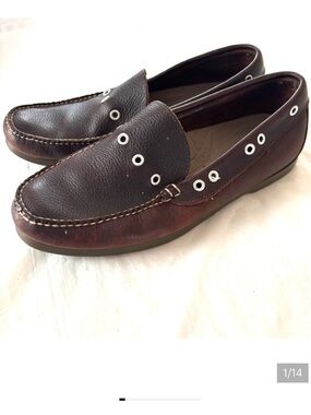L.L. Bean Brown Boat Shoes Leather Camp Moc SZ 10 Worn 1X Indoors